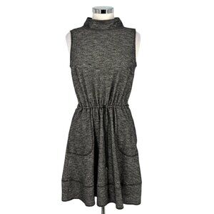 W By Worth Heather Gray Sleeveless Knit Dress Mock Neck Toggle Waist Size 8